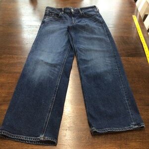 Old Navy Women's 6P Mid-rise Wide Leg Jeans - Dark Blue